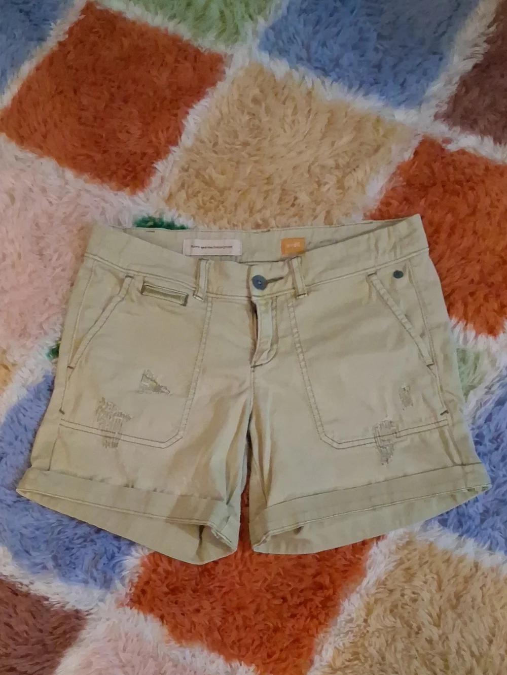 Pilcro Light Khaki Rolled-Hem Bermuda Shorts